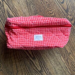 Red Checkered Quilted Makeup Bag
